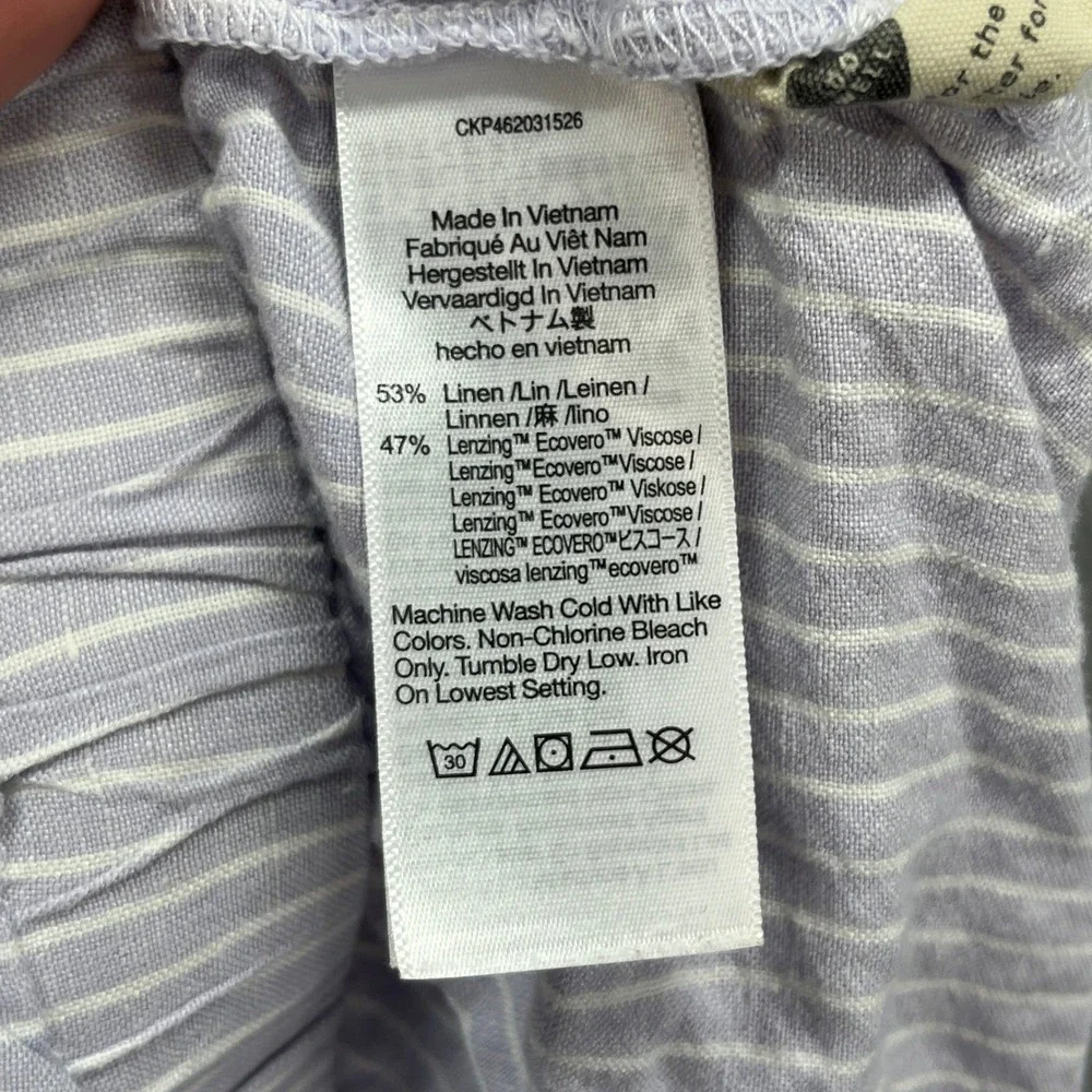 Madewell Shorts Women Medium Pull On Paperbag Waist Lavender White Striped Linen